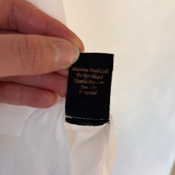 mine Sheer Embroidered Blouse Bridal Honeymoon Lace Front Tie Detail Womens Sz L - Picture 10 of 10